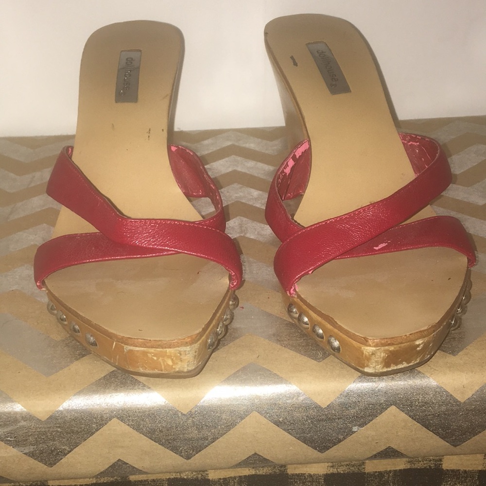 Vintage Red Dollhouse Wedge Heels